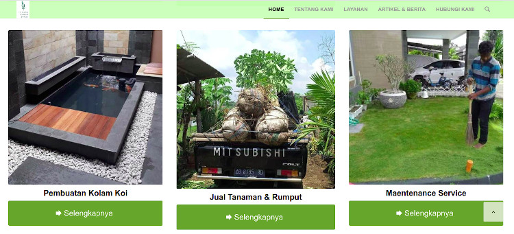 Website dari jasa perawatan taman Jogja Garden