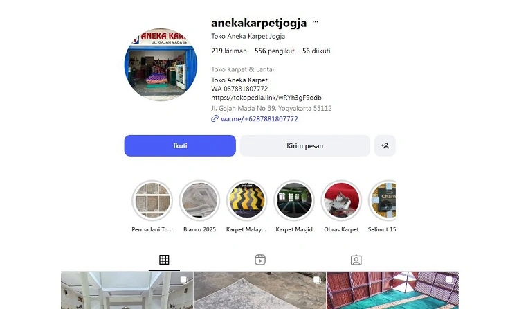 Aneka Karpet Jogja, Sumber: instagram @anekakarpetjogja